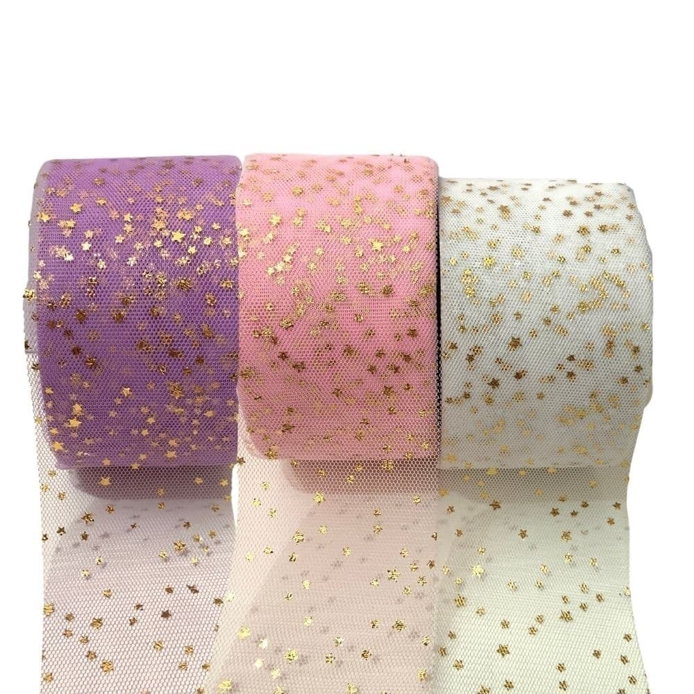Fita tule estrelas 6cm (1 metro)